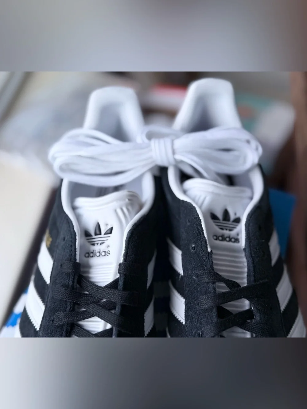 adidas Gazelle Black White Suede Sneakers